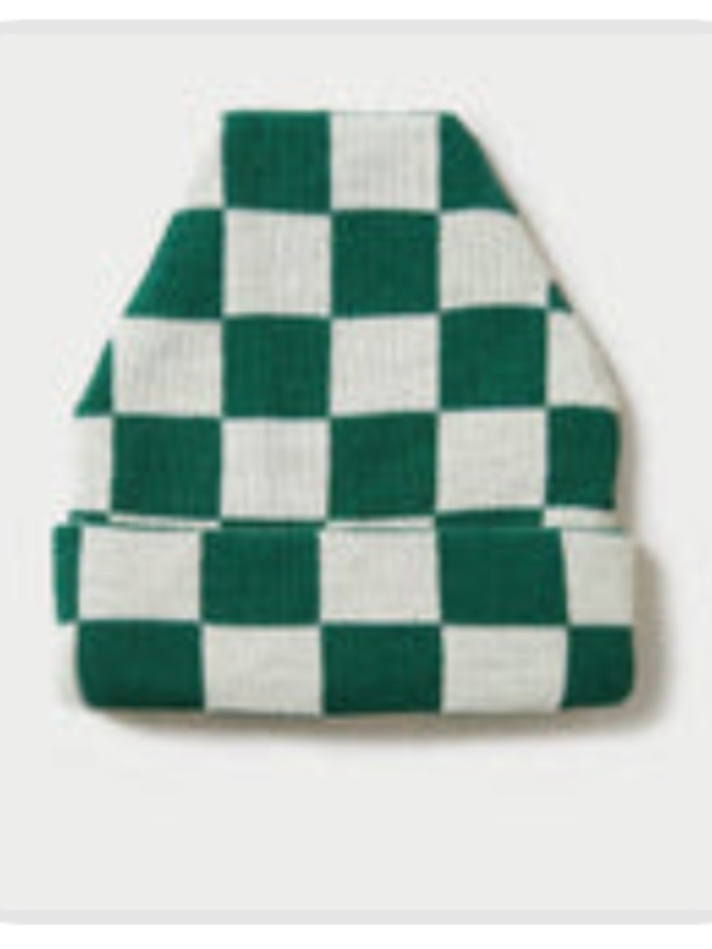 Loeffler Randall Bartlet Checker Knit Beanie Forest & Cream